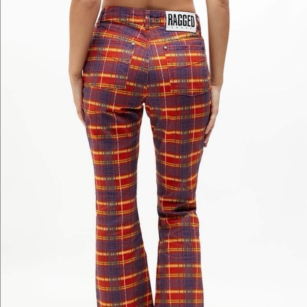NWT The Ragged Priest Ragged Jeans Register Flare Jeans in Red Checkers‎ Size 24 - Picture 2 of 14